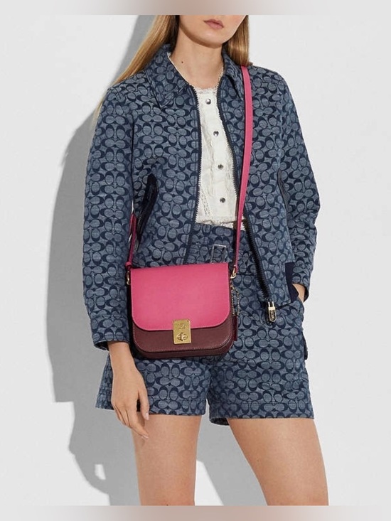 Coach Handbags - Coach Colorblock Leather Hutton Saddle Crossbody Bag with Gold Hardware